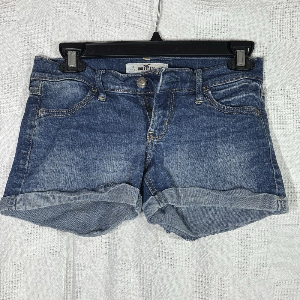 Hollister California Women's Size 0 Blue Jean Denim Short Shorts Cuffed